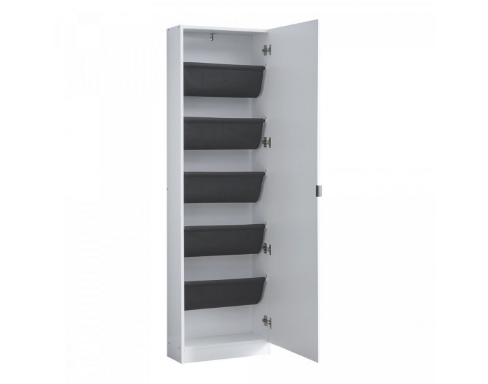 Шкаф за обувки Meura 160x48x20см огледален бял []