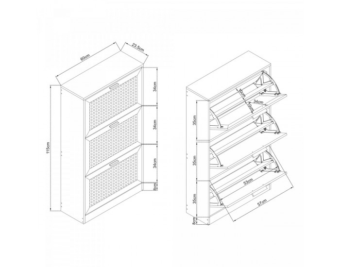 Поставка за обувки Vesilahti 115x60x24 см Бяла []