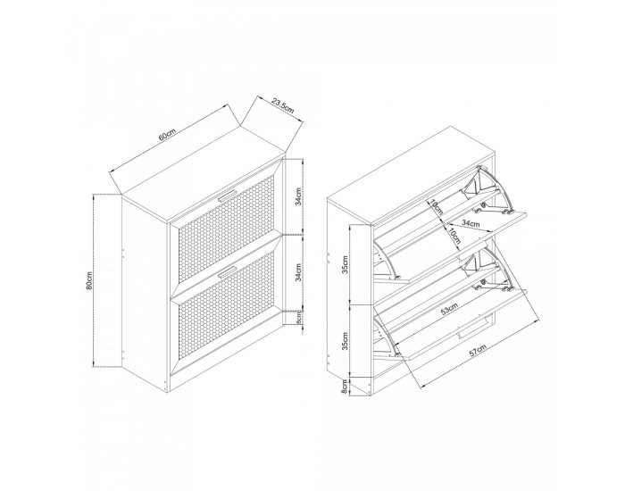 Поставка за обувки Vesilahti 80x60x24 см Бяла []