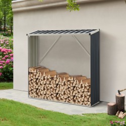 Стелаж за дърва Kalmar 155x45x157см от стомана антрацит [] - Construcții de exterior