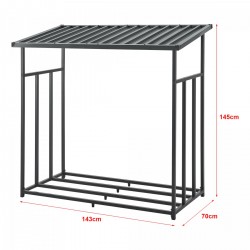 Стелаж за дърва Yakutat Black 145x143x70 см [] - Construcții de exterior