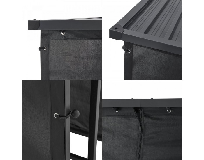 Стелаж за дърва Yakutat Black 145x143x70 см []