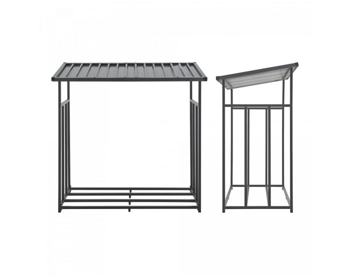 Стелаж за дърва Yakutat Black 145x143x70 см []