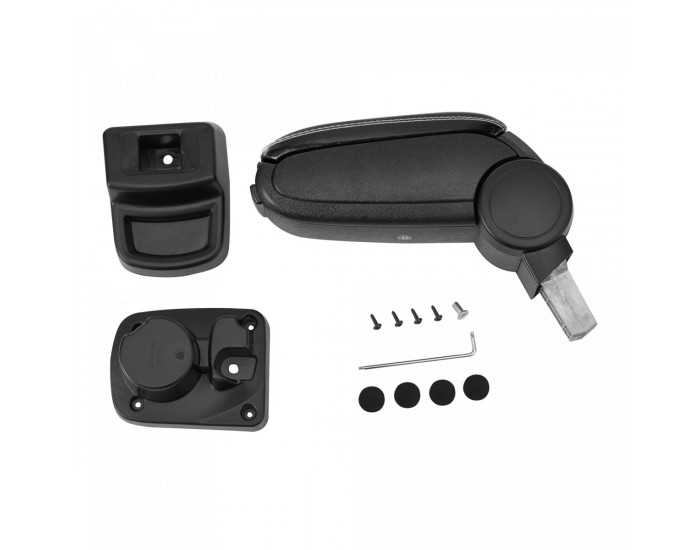 Opel Corsa F централен подлакътник с отделение за съхранение, черна имитация на кожа с бели шевове []