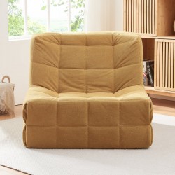 Стол за под Koskyvn 75x90x100 см текстил жълт [] - Fotolii