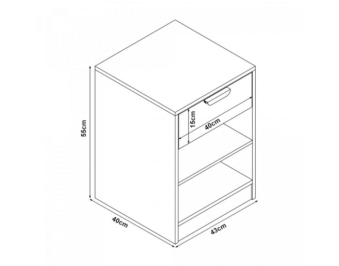 Нощно шкафче Varkaus 55x43x40см вид дъб []