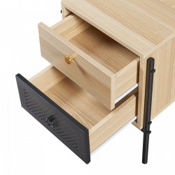 Нощно шкафче Tysnes 39x35x47 см вид дъб/черно [] - Noptiere