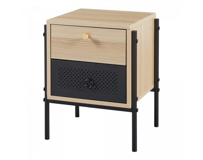 Нощно шкафче Tysnes 39x35x47 см вид дъб/черно []
