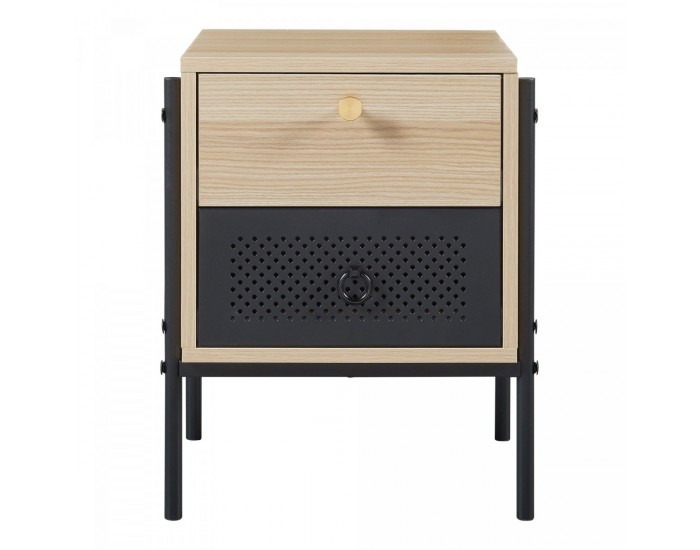 Нощно шкафче Tysnes 39x35x47 см вид дъб/черно []