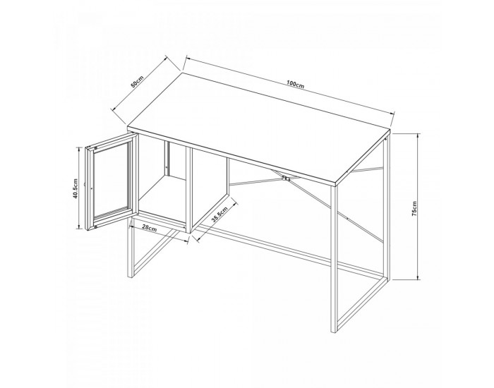 Бюро Sund Steel 75x100x50 см сиво []