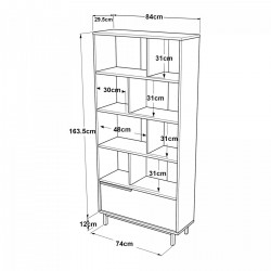 Библиотека Kvænangen 176x84x30 см дъб/ратан [] - Living