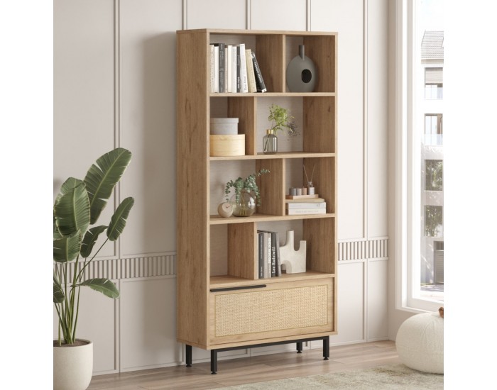 Библиотека Kvænangen 176x84x30 см дъб/ратан []