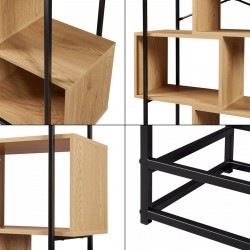 Етажерка Rennebu 194x80x33 см 5 отделения черно/дъб [] - Living