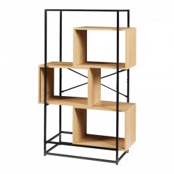 Етажерка Rennebu 126x80x33 см 3 отделения черно/дъб [] - Living