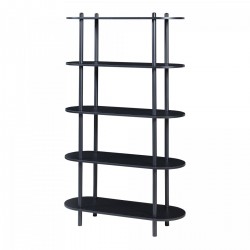 Библиотека Øvre 139x80x30 см 5 рафта Черен [] - Living
