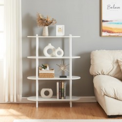 Етажерка за книги Øvre 108x80x30 см 4 рафта бяла [] - Living