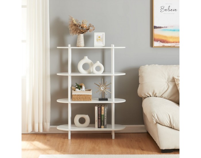 Етажерка за книги Øvre 108x80x30 см 4 рафта бяла []