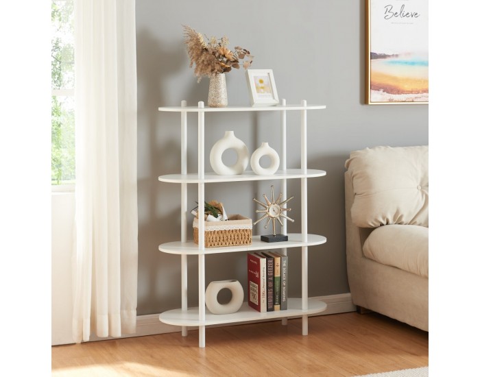 Етажерка за книги Øvre 108x80x30 см 4 рафта бяла []