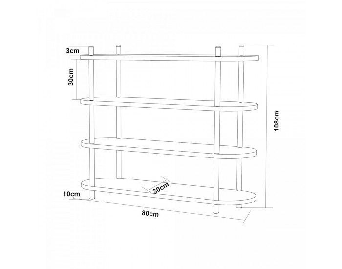 Етажерка за книги Øvre 108x80x30 см 4 рафта бяла []