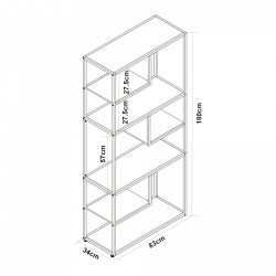 Етажерка за книги Østre 180x83x34 см Черен/Визия на орех [] - Living