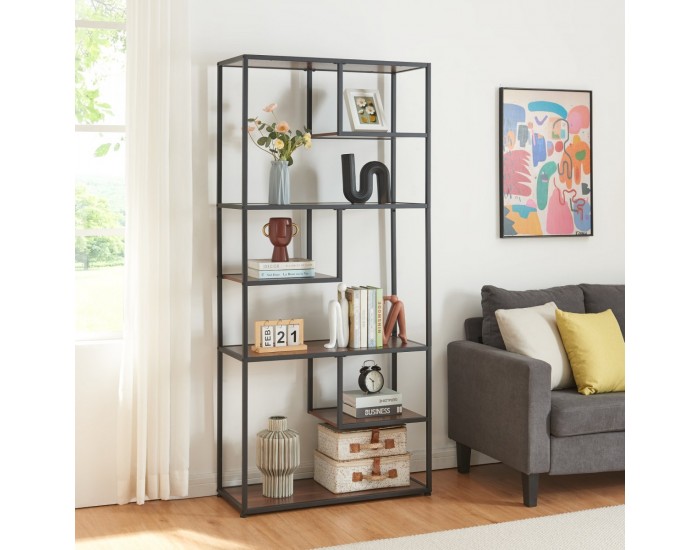 Етажерка за книги Østre 180x83x34 см Черен/Визия на орех []
