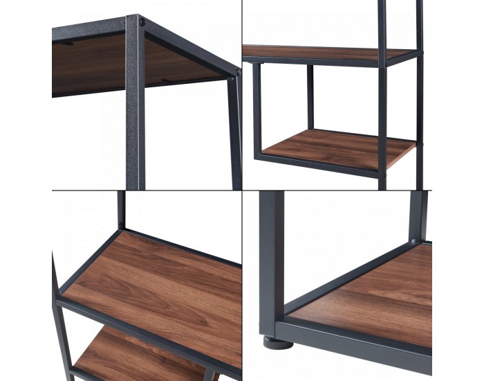 Етажерка за книги Østre 180x83x34 см Черен/Визия на орех []