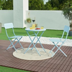Сгъваема маса Sande стомана 71xØ62 cm небесно синьо [] - Grădină