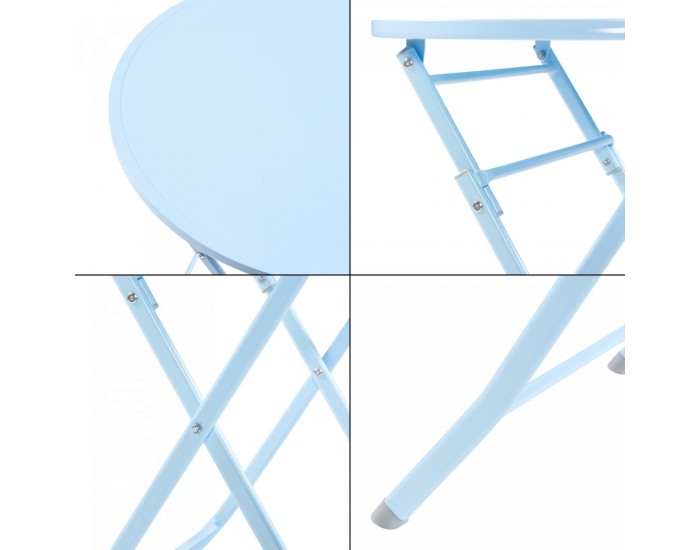 Сгъваема маса Sande стомана 71xØ62 cm небесно синьо []
