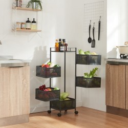 Sunndal количка с 5 нива 94.5x27x27cm черна [] - Bucătărie
