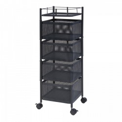 Sunndal количка с 4 нива 79.5x27x27cm черна [] - Bucătărie