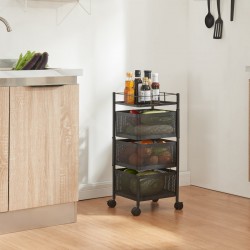 Sunndal количка с 3 нива 64.5x27x27cm Черна [] - Bucătărie