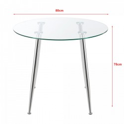 Стъклена маса Humppila 80x75 см цвят хром [] - Sonata G