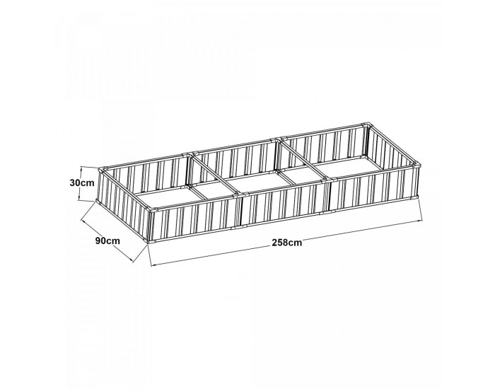 Повдигнато легло Albrandswaard 258x90x30 см антрацит []