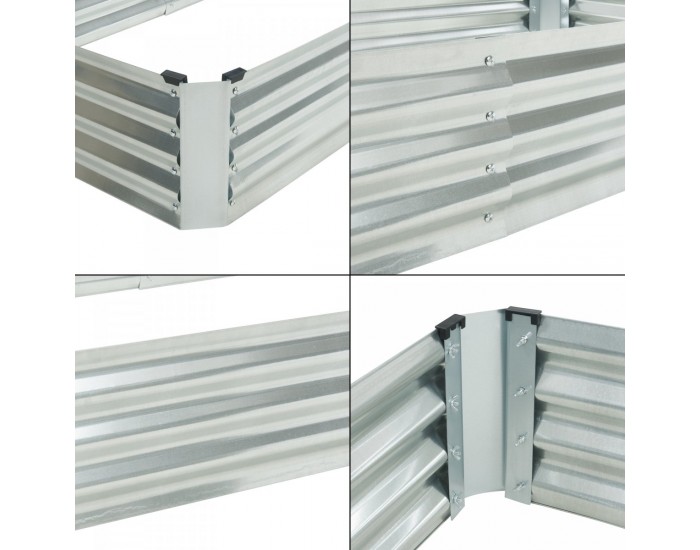 Леха за засаждане Celano 180x90x30 см стомана сребро []