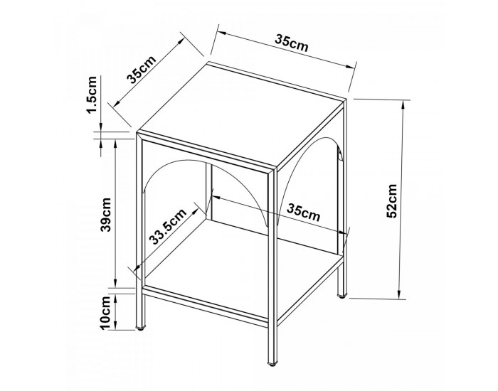 Стоманен рафт Akaa 52x35x35 cm черен []
