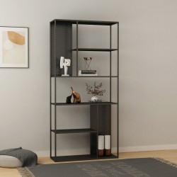 Стоящ рафт Vehmaa със заден панел 90x30x188 см черен [] - Sonata G