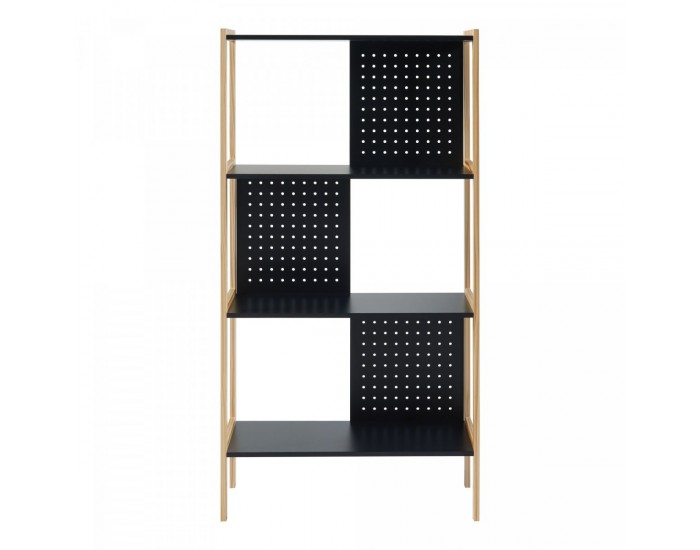 Dønna стоящ рафт 120x63x28см черен/дървен []