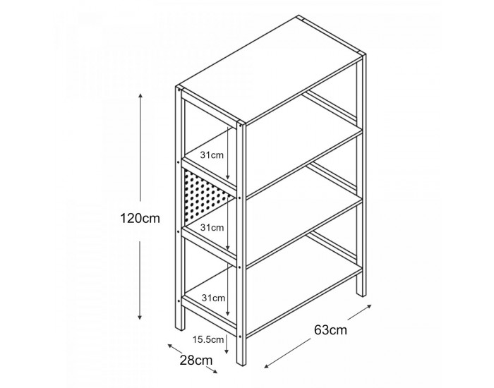 Dønna стоящ рафт 120x63x28см черен/дървен []