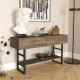 Конзолна маса Lappeenranta 139x43x76см тъмен дъб/черен []