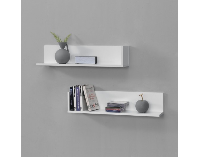 Стенен рафт Elverum 75 x 16,5 x 16,5 cm, комплект от 2 бр., бял