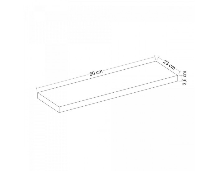 Стенен рафт Bredebro 3,6 x 80 x 23 cm до прибл. 15 кг регенерирана дървесина []