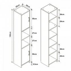 Висок шкаф Rautrina 180x35x30 см дъб вид [] - Corpuri, vitrine, biblioteci modulare