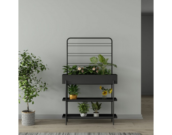 Поставка за растения на открито Aalsmeer метал 154x96x24 cm черен []