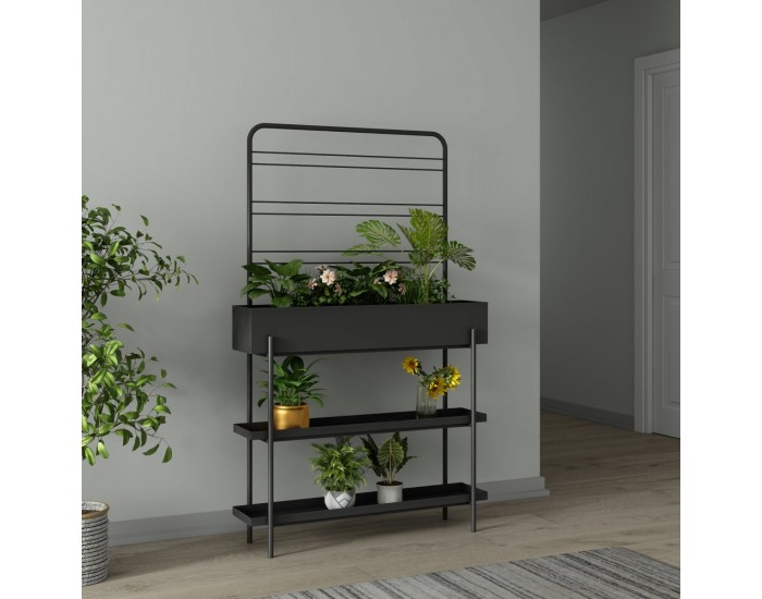 Поставка за растения на открито Aalsmeer метал 154x96x24 cm черен []