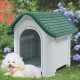 Кучешка колиба Bello 75x59x66 см Бяло/Зелено []