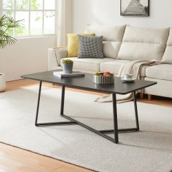 Маса за кафе Riskiften 120x60x48 см мраморна визия, черна [] - Măsuțe de living