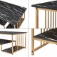 Холна маса Klibro 120x60x42 см мраморна визия, черно/златно []
