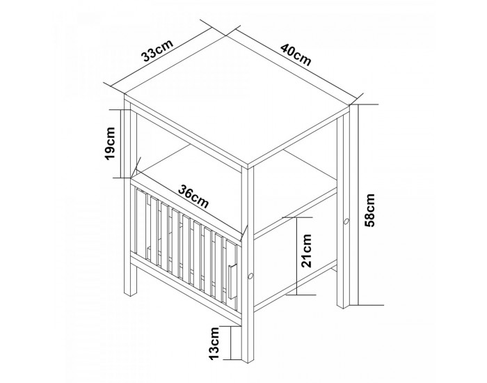 Нощно шкафче Luniehti 58x40x33 см Черно/Естествено []