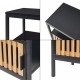 Нощно шкафче Luniehti 58x40x33 см Черно/Естествено []
