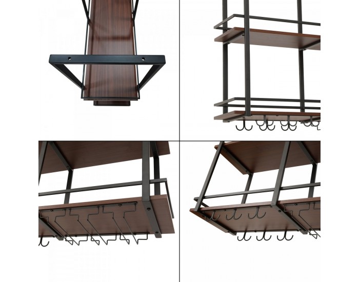 Поставка за вино Hubro 100x30x85 см черно/изглед на орех []